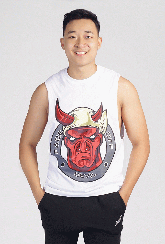 Devil  Design Printed tank top(White)